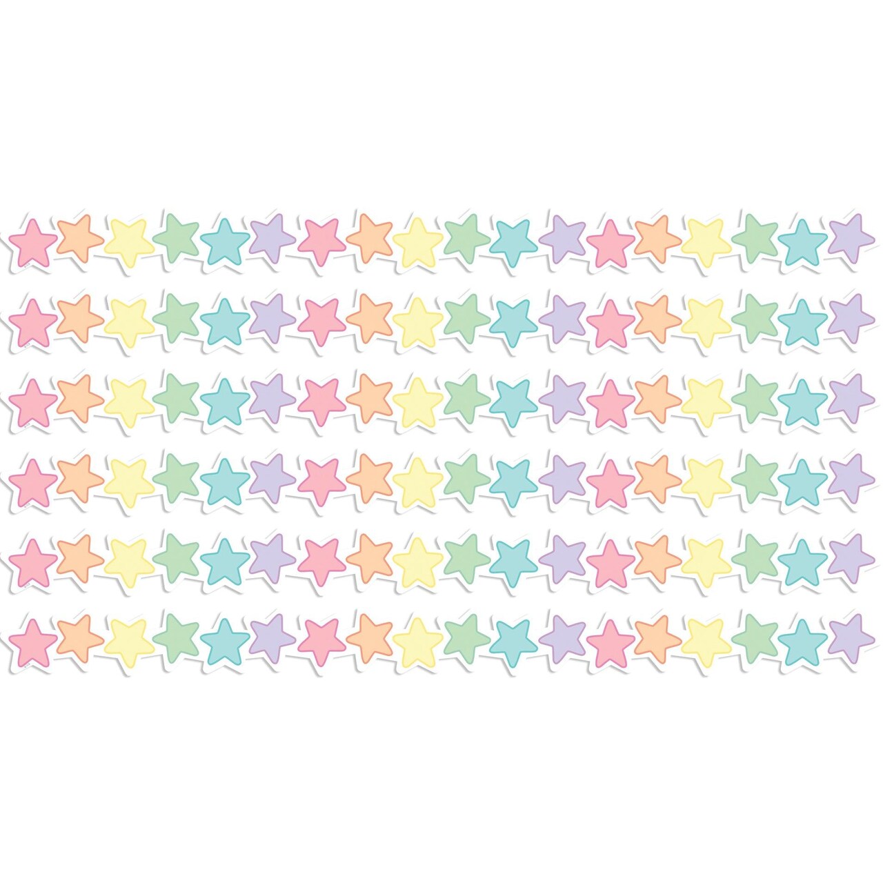 Pastel Pop Stars Die-Cut Border Trim, 35 Feet Per Pack, 6 Packs